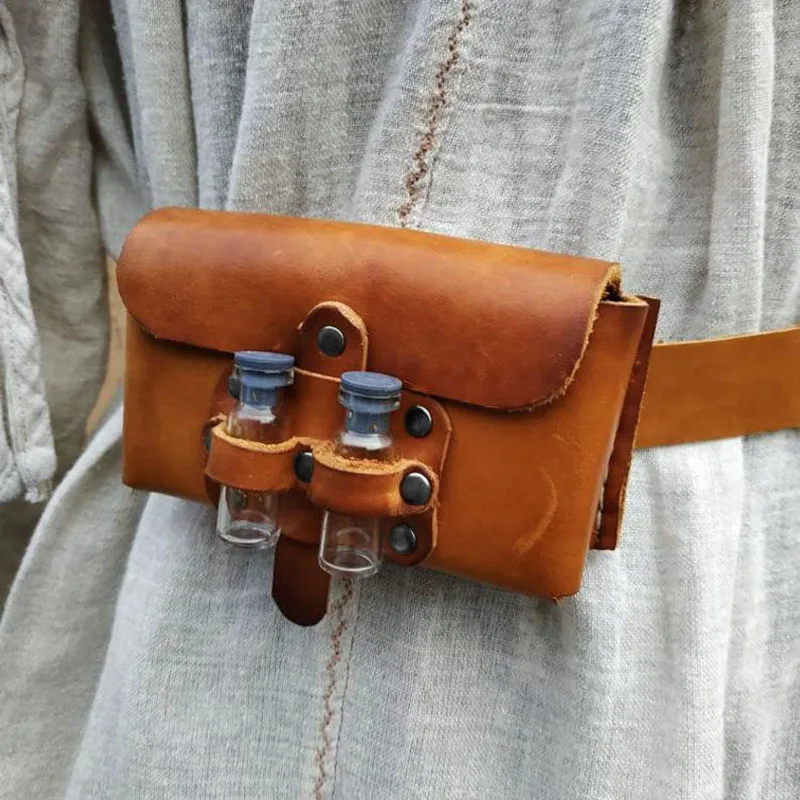 Medieval bruxa alquimista cinto bolsa de couro do plutônio poção garrafa titular saco viking cavaleiro cosplay traje renascentista festival adereços