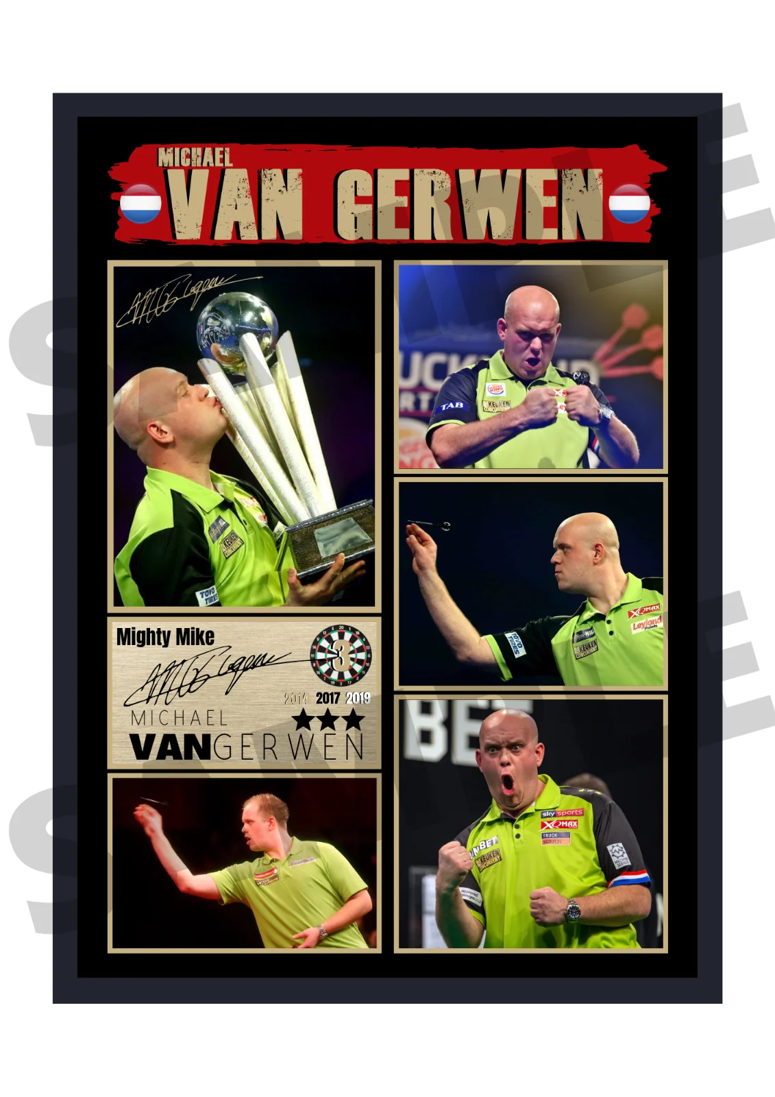 Michael van Gerwen ondertekend autograaf 6x4 FOTO print Darts Poster Print Wall Art Rome Decor