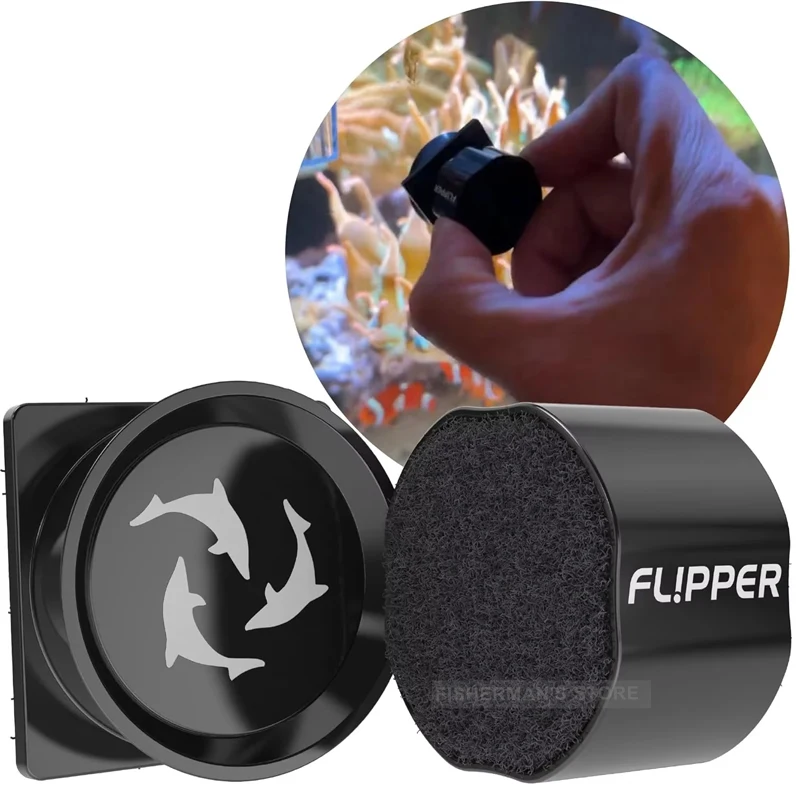 Flipper Pico Black 2 In 1 Dual Sided Aquarium Magnet Algae Cleaner Scrubber Scraper for Small Glass Fish Tanks Up to 6mm