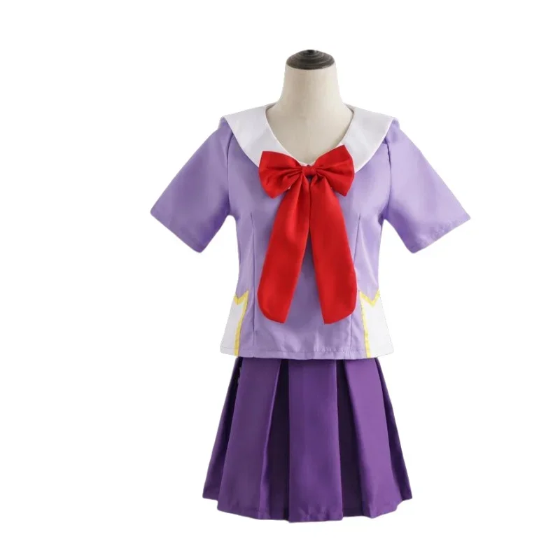 Gasai Yuno Cosplay Anime  journal Gasai Yuno Mirai Nikki Cosplay Costume  uniforme arc jupe courte perruque Halloween costumes view 3