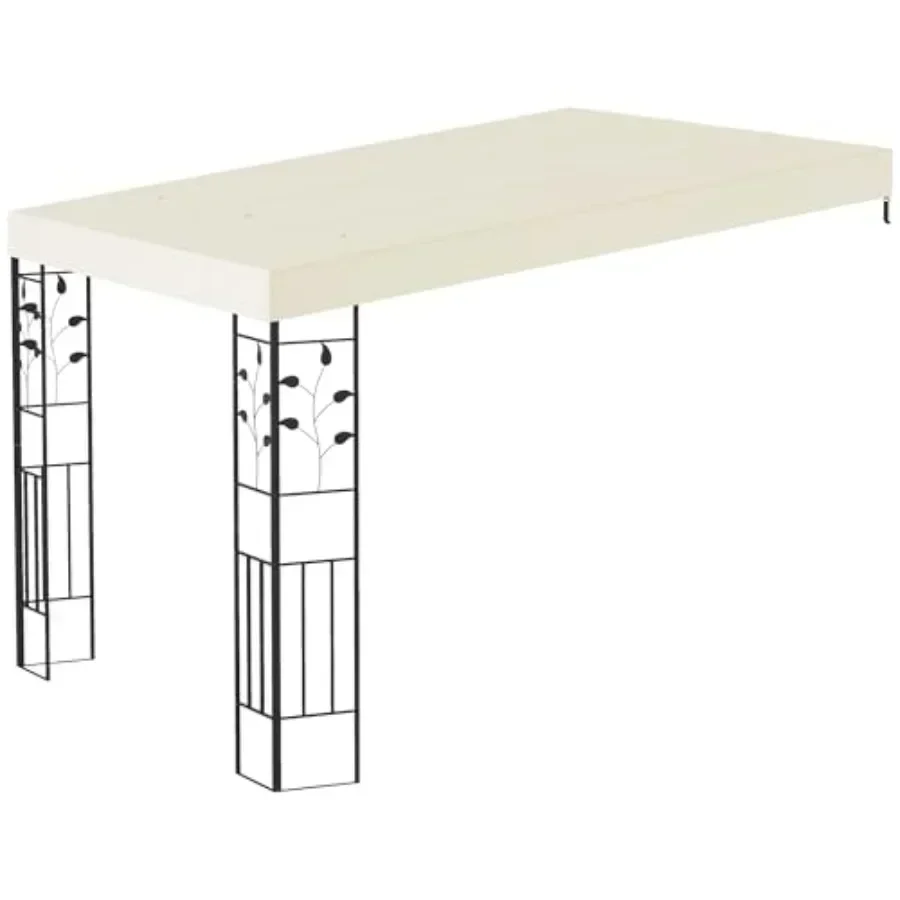 10' x 10' Outdoor Pergola  Metal Patio  with Weather-Resistant Fabric and Drainage Holes for Backyard Garden Porch Beach