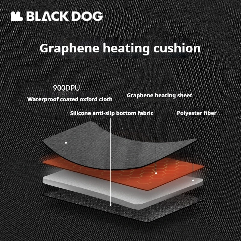 Naturehike BLACKDOG Camping Chair Heating Cushion 900D Winter Warm Seat Mat 4 Speed Adjustable Temperature Heated Travel Pad