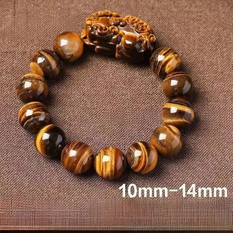 Natural Tiger Eye Stone Brave Bracelet Lovers Single Circle Wealth Warding Off Evil Jade Hand String Men and Women Lucky Amulet