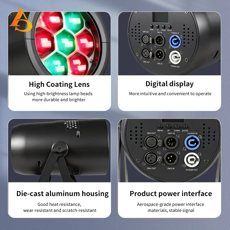 AICPOSE LED Wash 7x40W 4 In1 RGBW Zoom Light DMX per NightClub Dj Disco Party Bar Stage Lighting Equipment