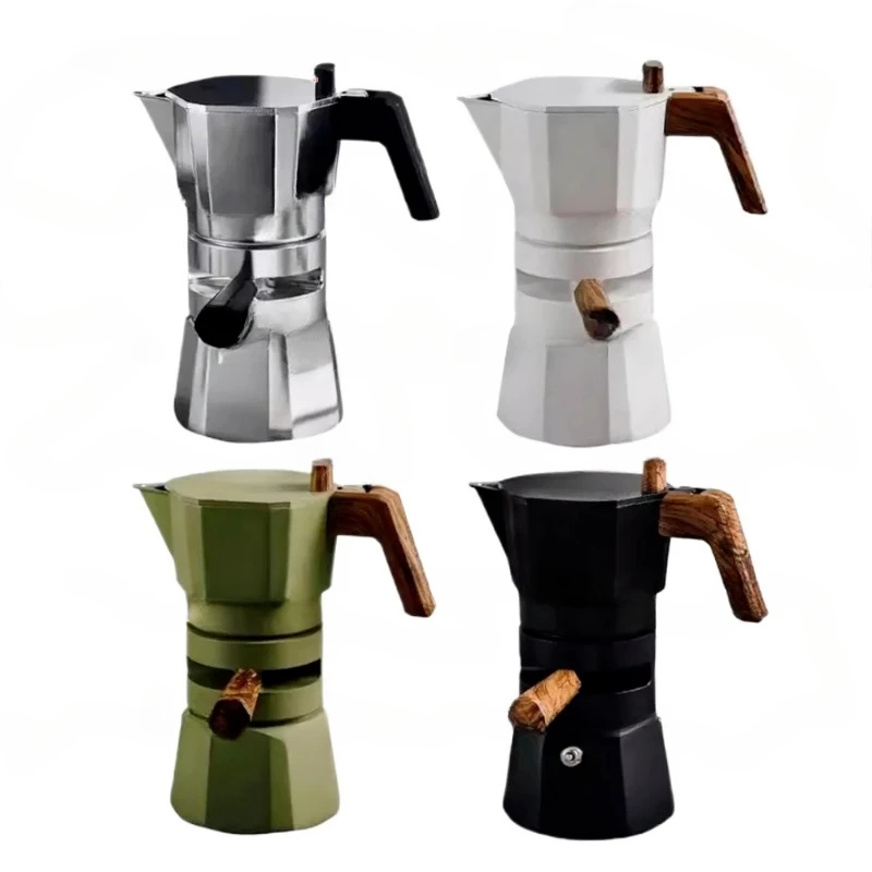 High quality Aluminum Constant Temperature Double Valve Moka Pot Oil Coffee Pot Espresso Coffee Maker Household