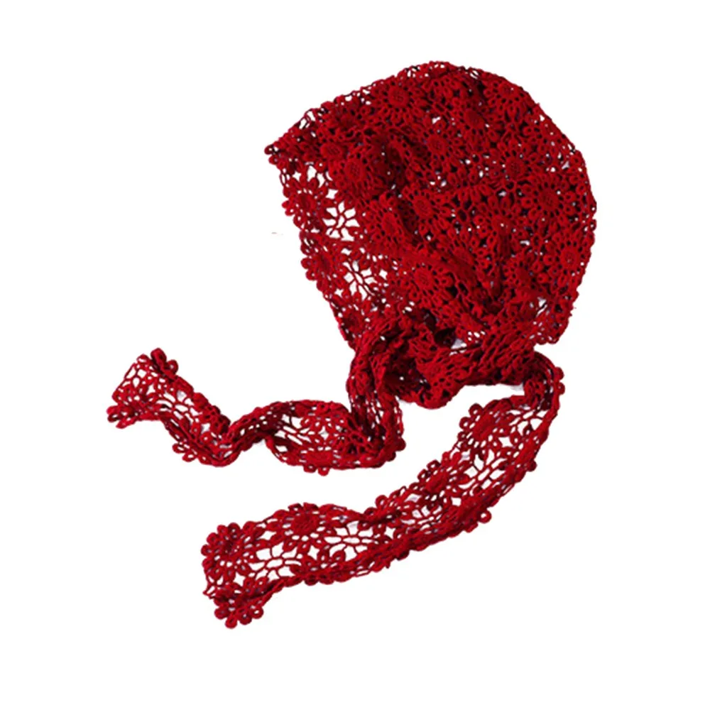 Bohemian Style Hollow Out Retro Knitted Hat Thin Breathable Pullover Beanie Multi-use Elegant Brimless Hat Women