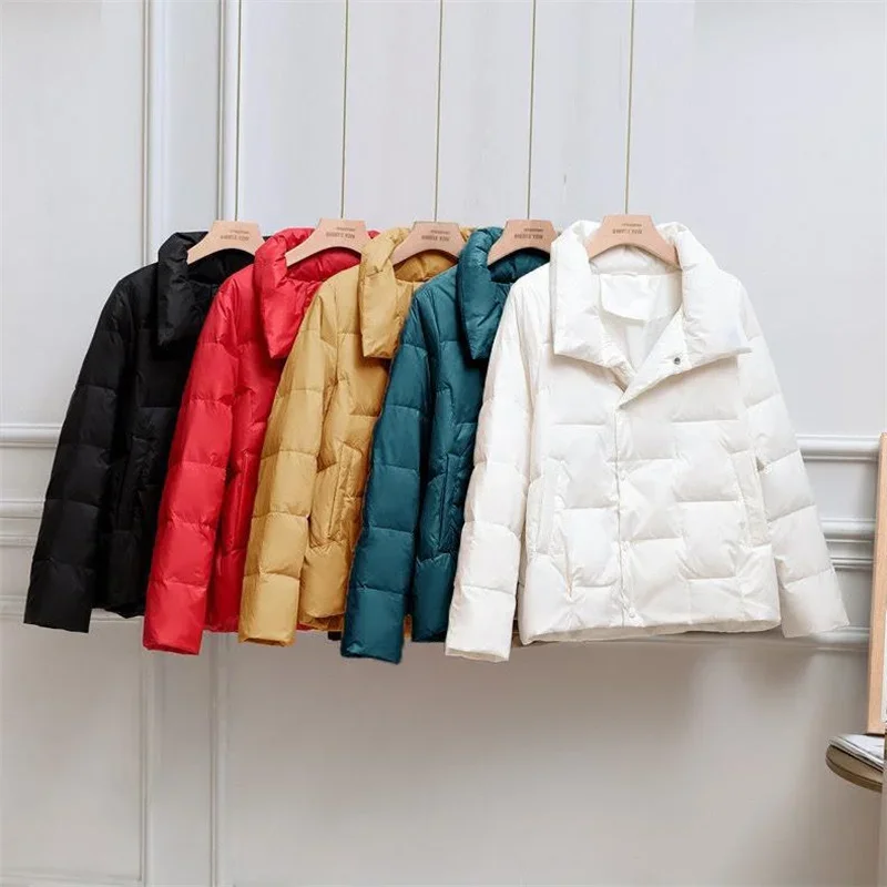 Autumn Winter Parkas Women 2024 New Fashion Stand-up Collar Lightweight Thin Down Cotton Coat Female Casual Warm  Outerwear 5XL