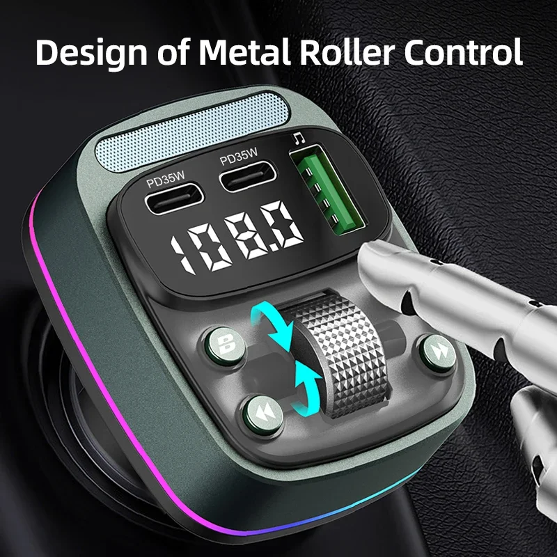 KMIND FM transmitter Bluetooth 5.4 car MP3 music player USB flash drive lossless car charger dual PD35W fast charging handsfree
