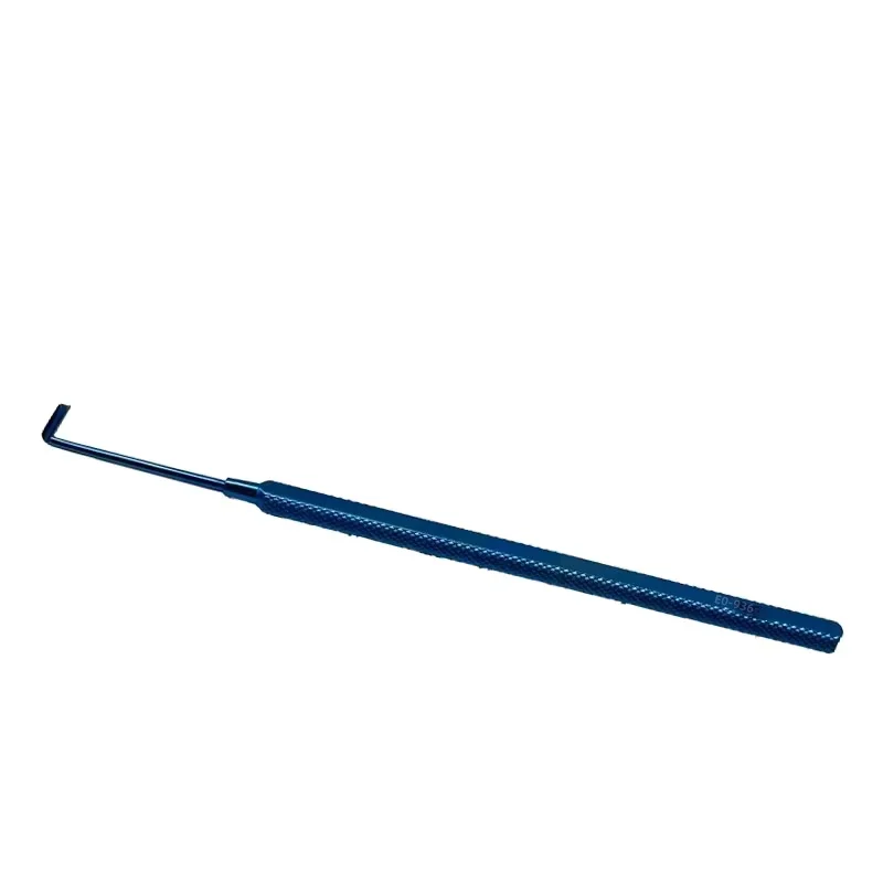 Hak Wrighta, hak mięśniowy, lewy instrument okulistyczny z rowkiem z rowkiem