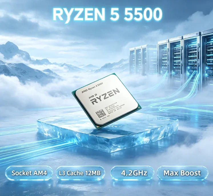 AMD R5 5500 Home Entertainment High Performance CPU 6 Core 12 Thread 4.2GHz AM4 Socket 16MB L3 Cache 65W Processor No Cooler