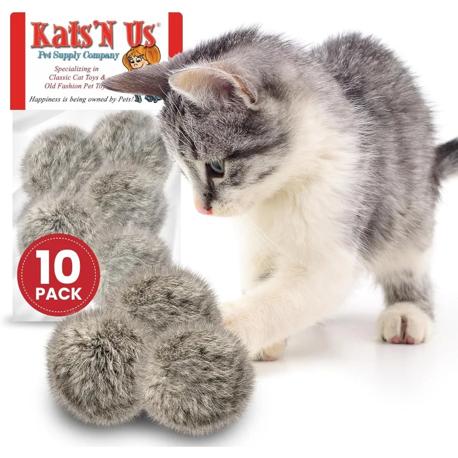 

Игрушка для кошек с помпонами из натурального кроличьего меха, 10 шт.
