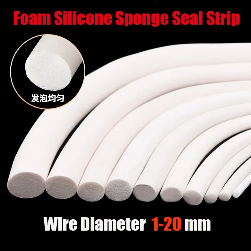 

Foam Silicone Sponge Seal Strip 1-20mm, High Temp 250°C Soundproof/Anti-Slip Round Seal for Doors/Windows/Industrial Equipment