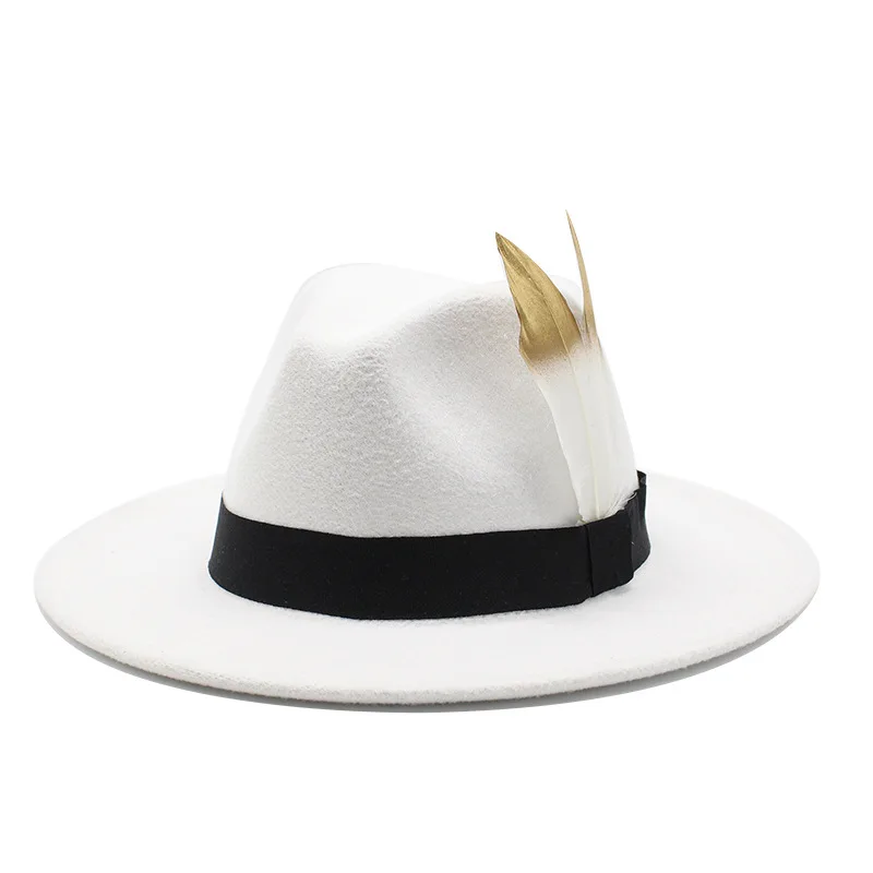 European And American Fashion Wide Brim Hat  Top Hat All Match Flat Brim Fedora Hat European And American Style British Style