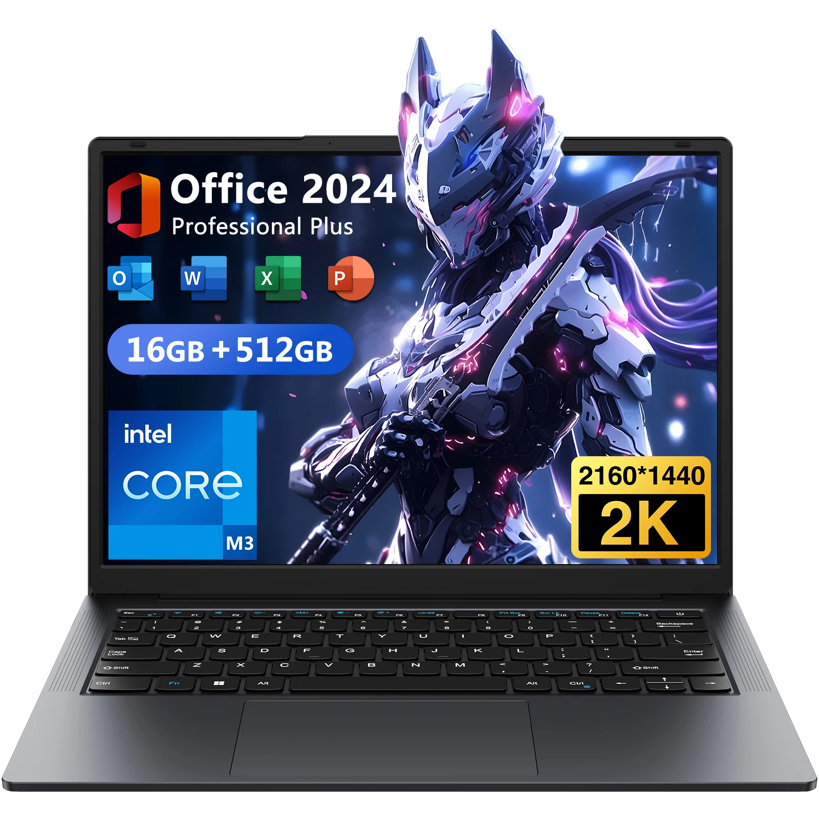 Laptop Windows 11 Pro com tela 2K de 14,1", 16 GB de RAM, 512 GB SSD, processador Intel Core, notebook ultrafino e leve