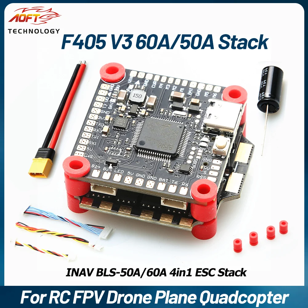 

F405 V3 F4 V3S Updated Version Flight Control FC Support BetaFlight/INAV BLS-50A/60A 4in1 ESC Stack For RC FPV Drone Plane