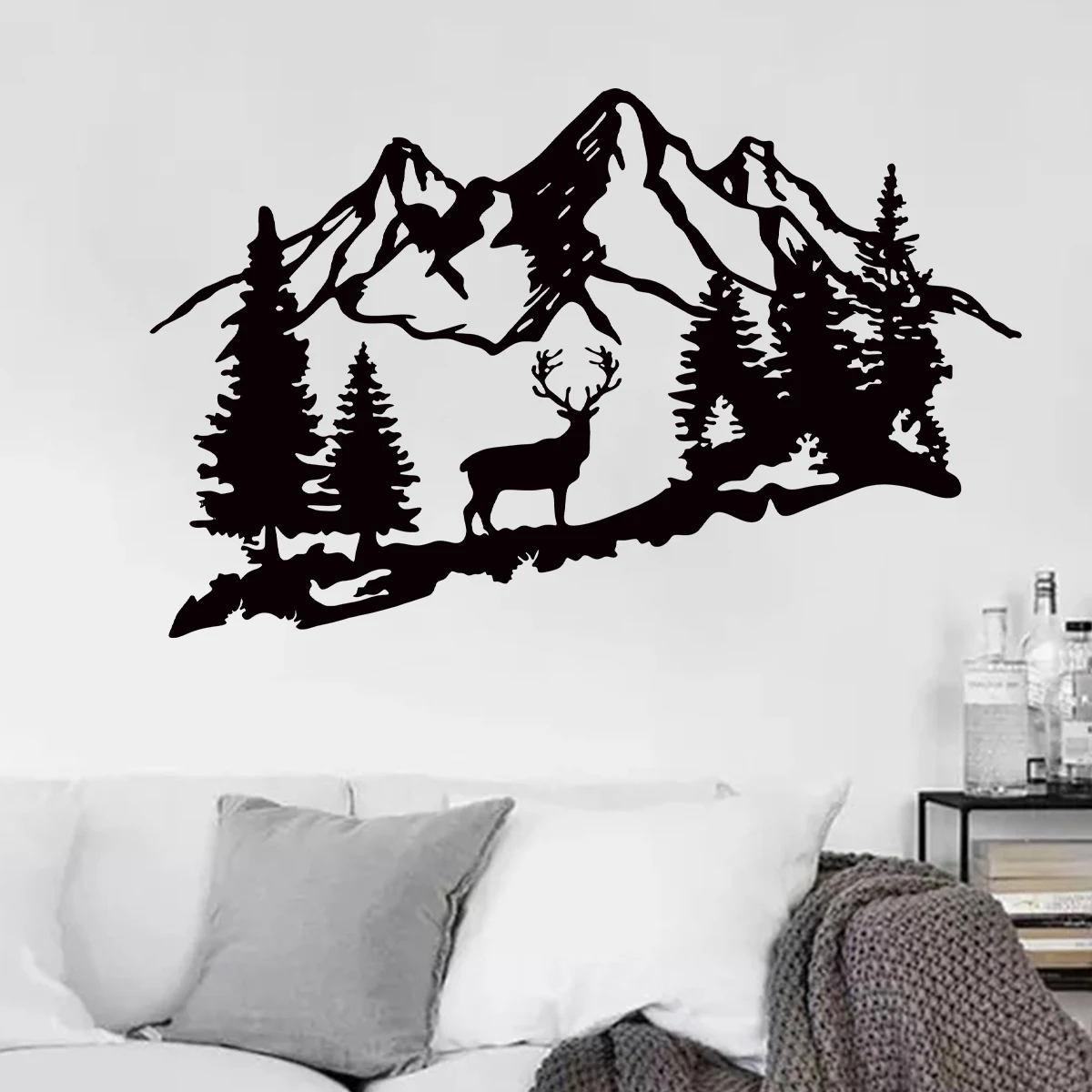 1Pc Mountain Deer Silhouette Meble Naklejki ścienne Naklejki ścienne Dekoracja salonu do pokoju dziecięcego Sypialnia Dekoracja domu