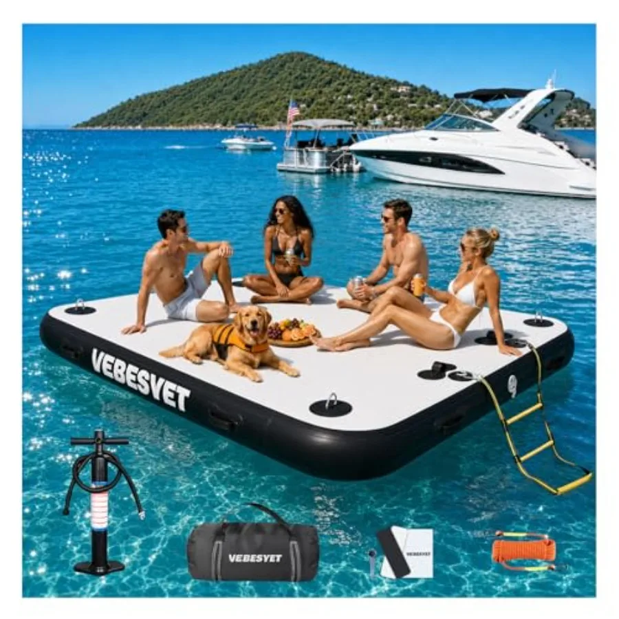 

Iatable Dock with Water Ramp, 6 inch Thick Non-Slip Iatable Floating Dock for Dogs and Adults, Durable Drop- Floating Dock Plat
