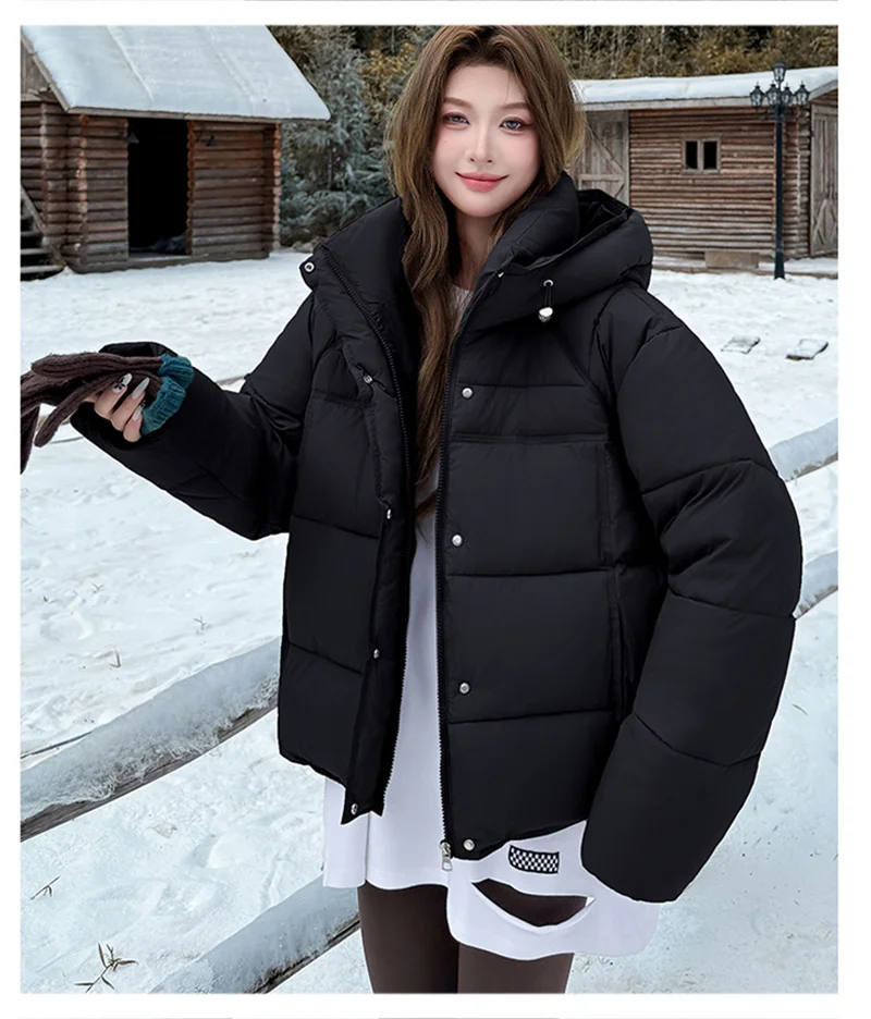 ZAROY Women Cotton-padded Short Jacket Solid Hooded Down Coats Winter All-Match Warm Parkas Korean Outerwear Puffer Snow кур