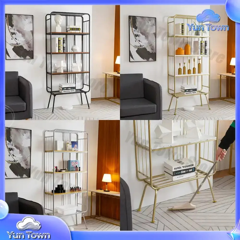 Nordic Minimalist Iron Display Shelf for Clothing Store Home Office Living Room Bedroom Small Space Bookshelf Storage Rack