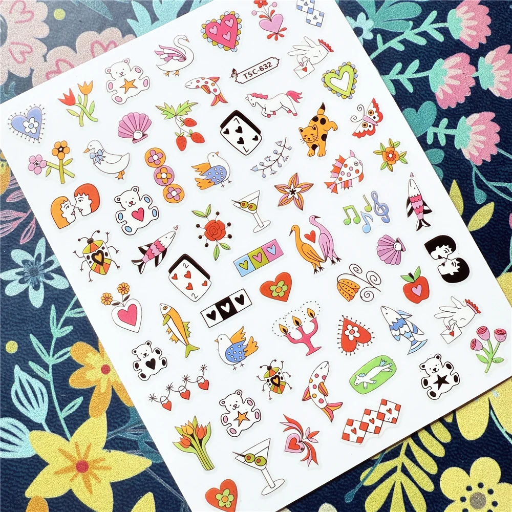 Newest TSC-632 plants and animals Nail Stickers: Blossom Your Style 3d nail art stickers decal template diy nail tool decorati