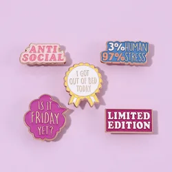Colorful and Sweet English Enamel Pins inspirational quotes brooch Hat Lapel Accessories Badge Gift For Friend Jewelry Wholesale