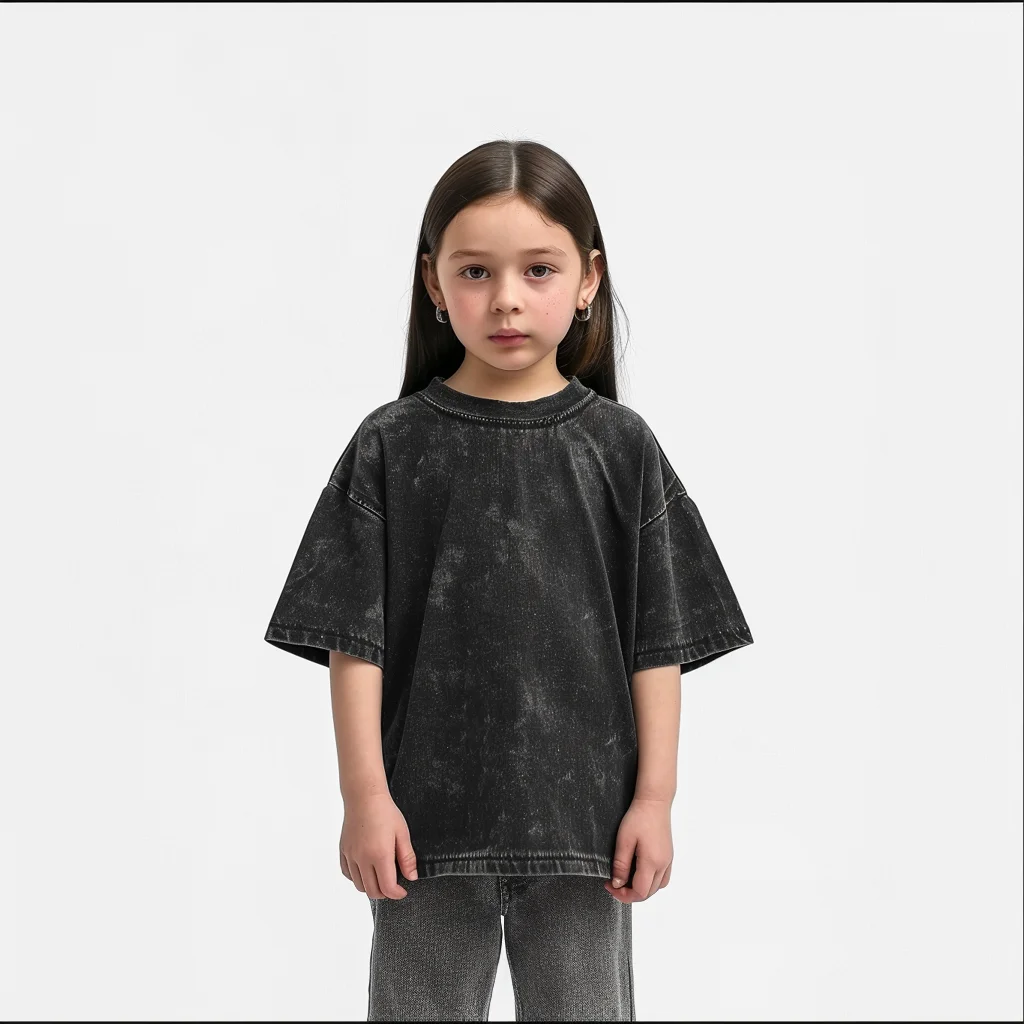 Pure Washed T Shirt For Children Patternless Y2K,  Comfortable Oversized  Unisex, Short Sleeves Streetwear Casual Tops Boy Girl