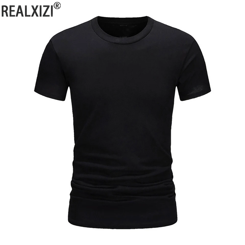 Letnia męska bawełniana koszulka Fashion Slim Black z krótkim rękawem Wygodne, codzienne koszulki z okrągłym dekoltem Top Odzież męska