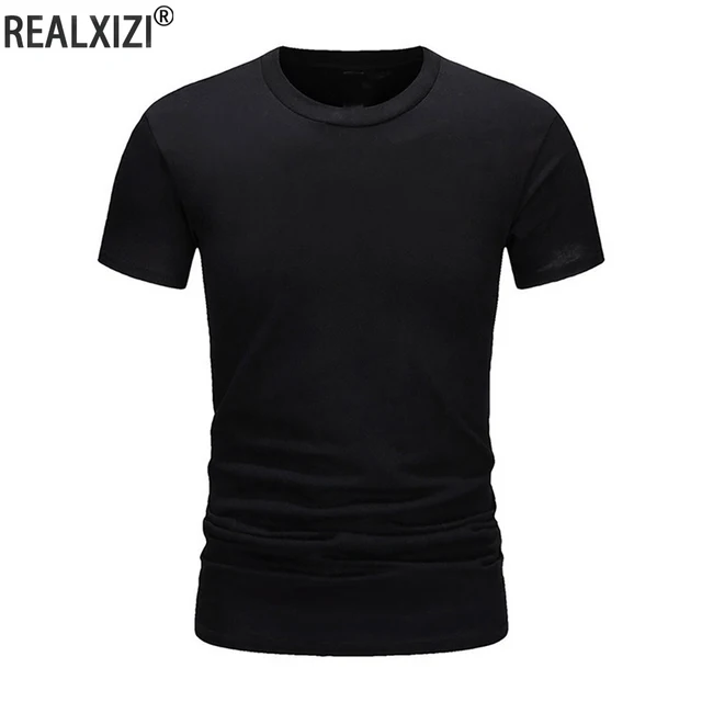 Letnia męska bawełniana koszulka Fashion Slim Black z krótkim rękawem Wygodne, codzienne koszulki z okrągłym dekoltem Top Odzież męska