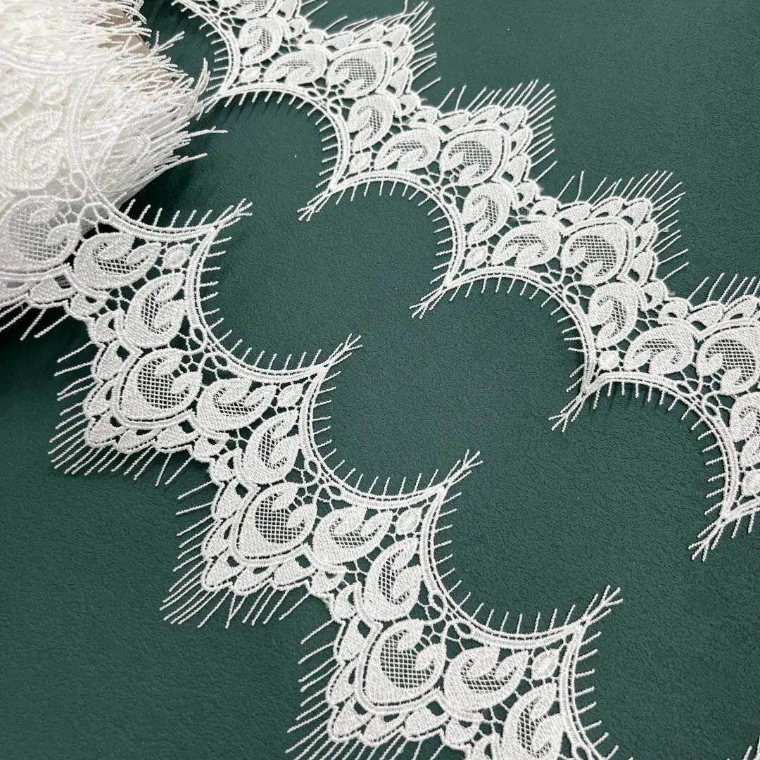 6m/lot New Arrival Water Soluble Thick Eyelash Lace Ideal For Wedding Gown Cheongsam Dress Skirt And Curtain Decoration