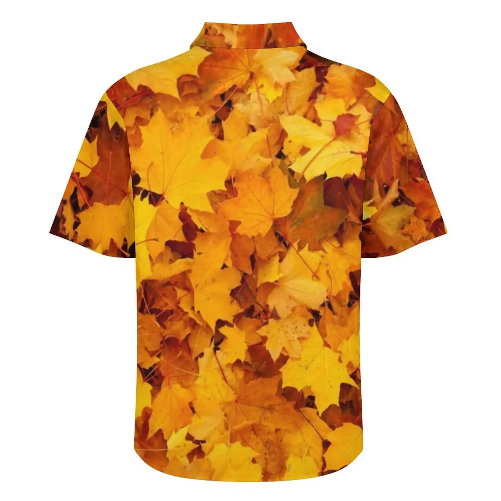 Hawaiian Shirt Autumn Leaves Design Blouses Yellow Maple Leaf Loose Casual Shirts Men Short Sleeve Streetwear Oversize Clothes