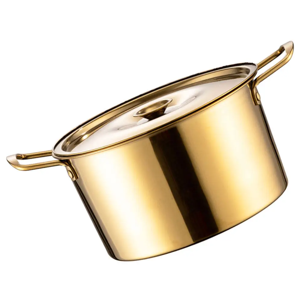 

Korean Ramen Cooking Pot Stainless Steel Double Handle Heat Efficient Soup Noodle Pot for Pasta Lobster Stew