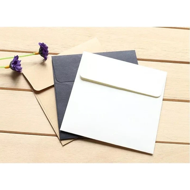 200Pcs Mini Paper Envelopes 10x10cm Mini Gift Greeting Card Business Card Envelope Western Envelopes for Wedding Invitation