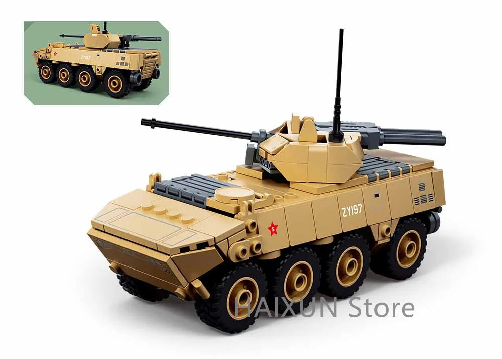 Ensemble de blocs de construction de véhicule de combat d'infanterie à roues ZBL-19S, échelle 1:44, véhicule blindé militaire, briques de jouets avec 2 figurines