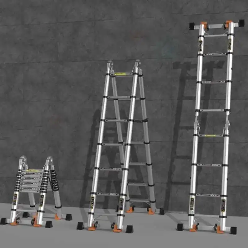 Legering telescopische trapladder Multifunctionele heftechniektrap Verdikte visgraatladders Vouwtrap