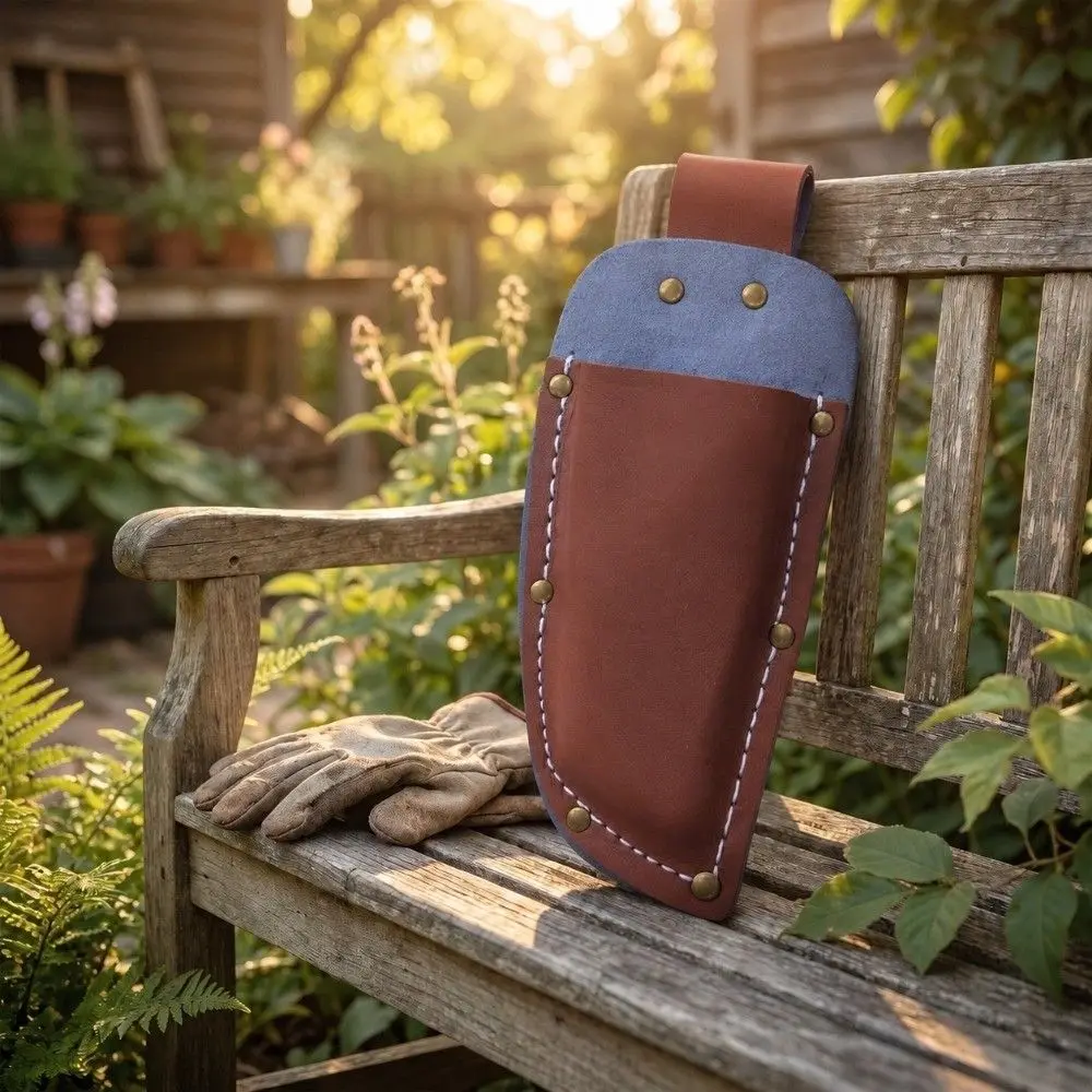 Leather Gardening Pruning Pouch Brown,Red Multifunctional Pruning Shears Holder Heavy Duty Scissors Sheath Bag Pruning Tools