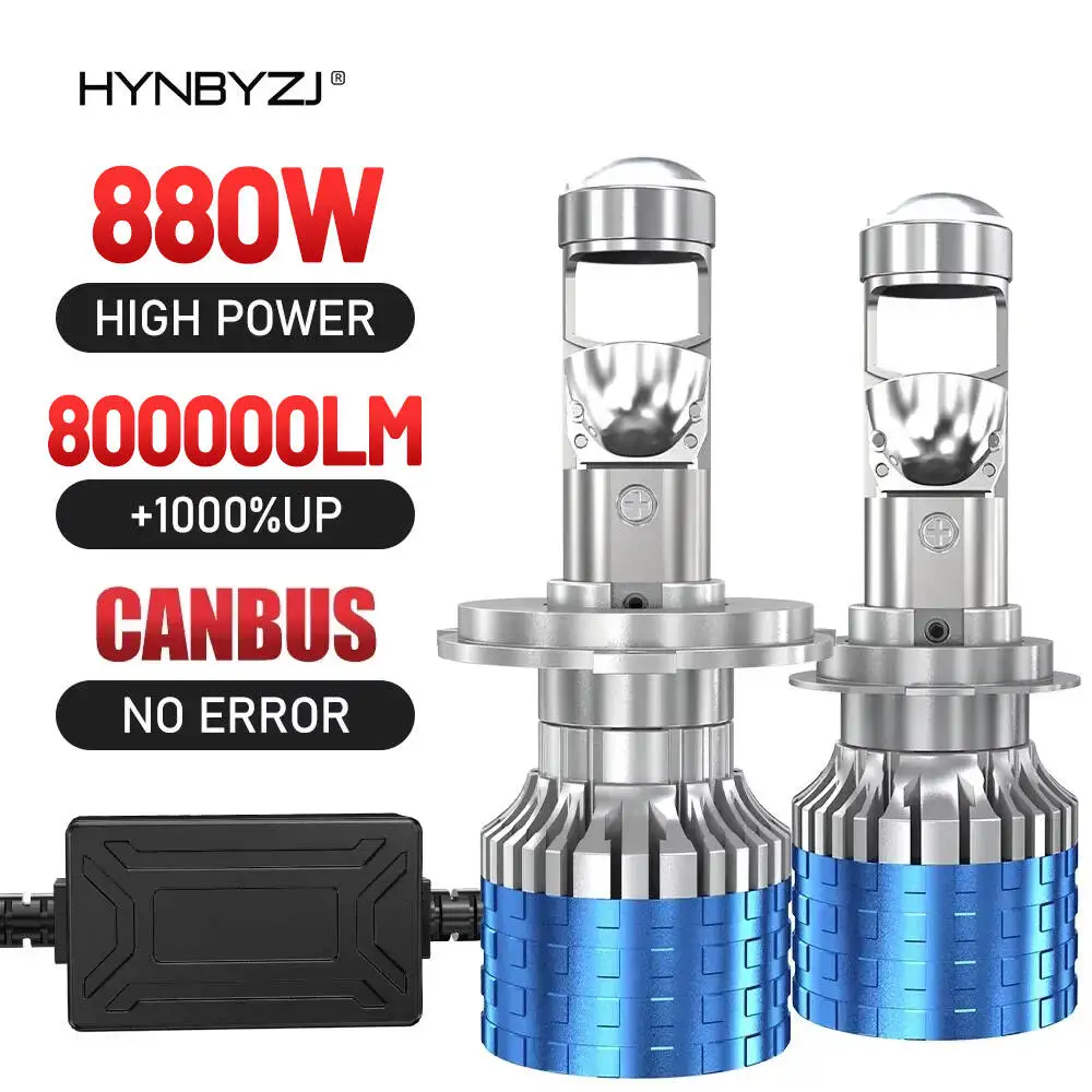 

HYNBYZJ 800W H4 H7 LED Mini Projector Lens H8 H11 Canbus HB3 HB4 9005 9006 Car Headlight Bulbs 800000LM Lamp 12V 24V 6000K