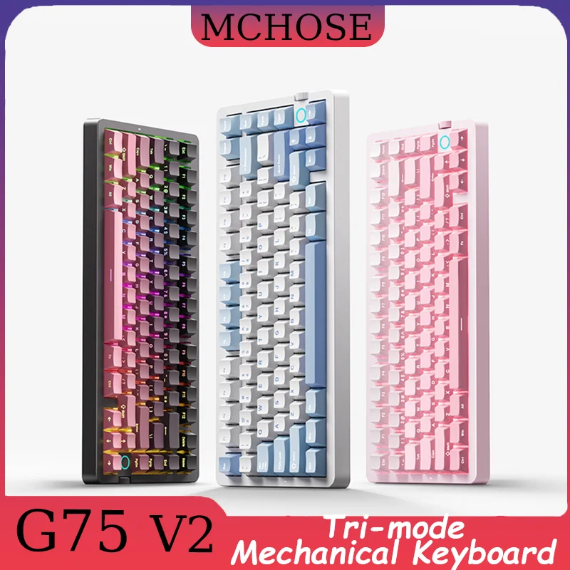 

MCHOSE G75 V2 Gaming Mechanical Keyboard RGB 75% Layout Tri-mode 2.4G Connection Hot Swappable RGB Gasket Structure PC Gift