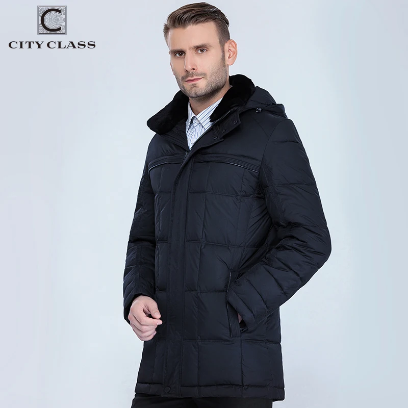 CITY CLASS Winter Men Long Coat Business Casual New Zipper Removable Hood Coat Super Warm Padding Jacket Coats for Male CC13291