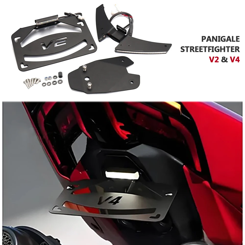 

Motorcycle License Plate Bracket Holder LED Tail Tidy Fender Eliminator Kit For Ducati Streetfighter V2 V4 S Panigale 2025