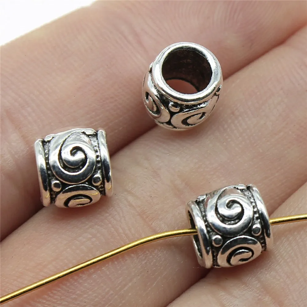 WYSIWYG 5pcs 9x9x8mm Round Spacer Beads Hair Braid Beard Dreadlock Beads Rings Tube For Jewelry Making Charm