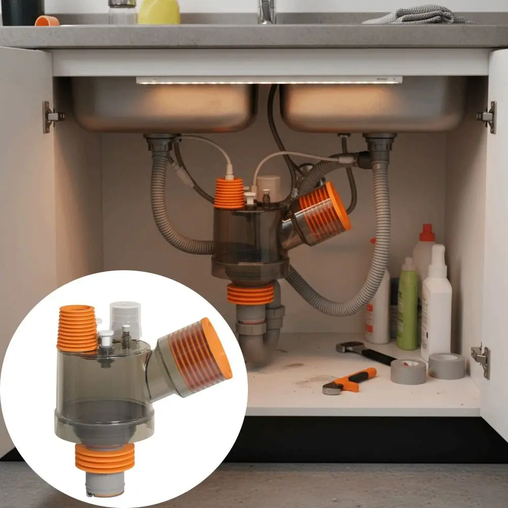 

Connects Three-Way Drain Pipe Diverter Triple Drainage Pipe Floor Drain Dryer