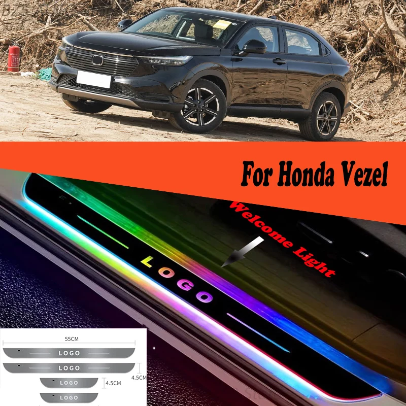 

For Honda Vezel Car Door Sill Light Customized Logo LED Welcome Threshold Pedal Lamp Accessories