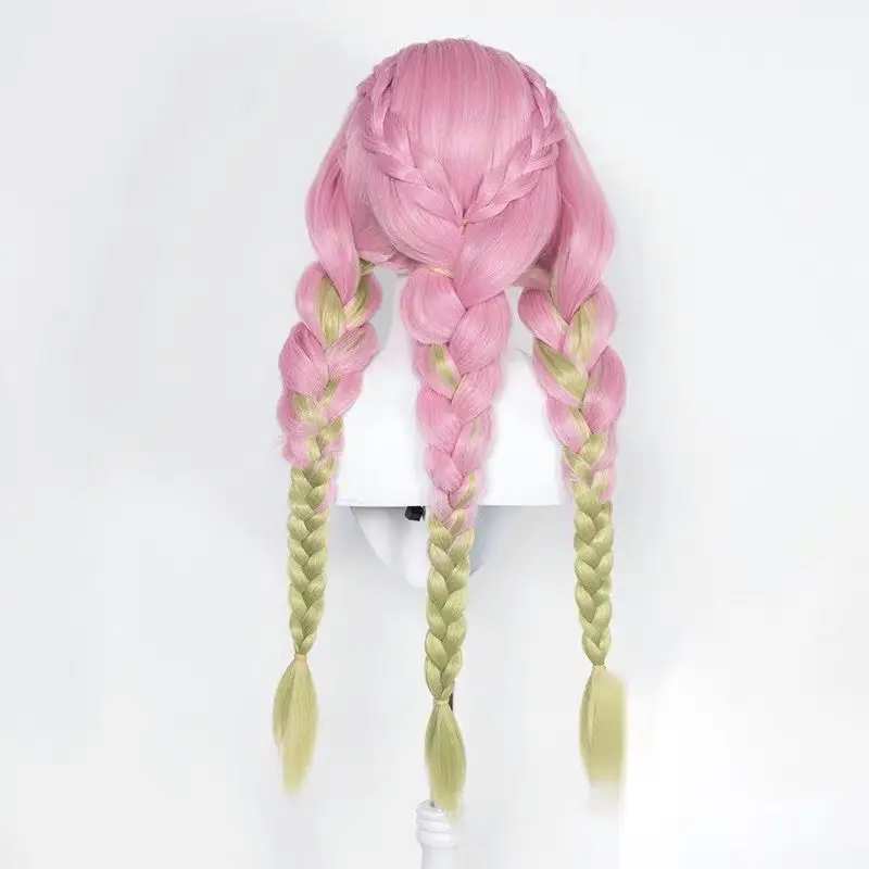 Anime Mitsuri Kanroji cosplay wig Kimetsu no Yaiba long pink heat-resistant hair genuine cosplay wig+wig cap