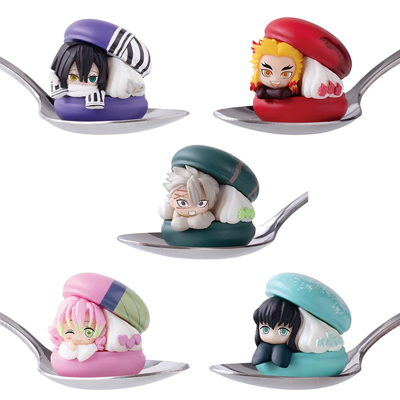 In Stock Bandai Demon Slayer Anime Figure Macaron Style 2 Twisted Egg Mi Li Xiao Ba Nei Wu Yi Lang Model Doll Desktop Toys Gifts