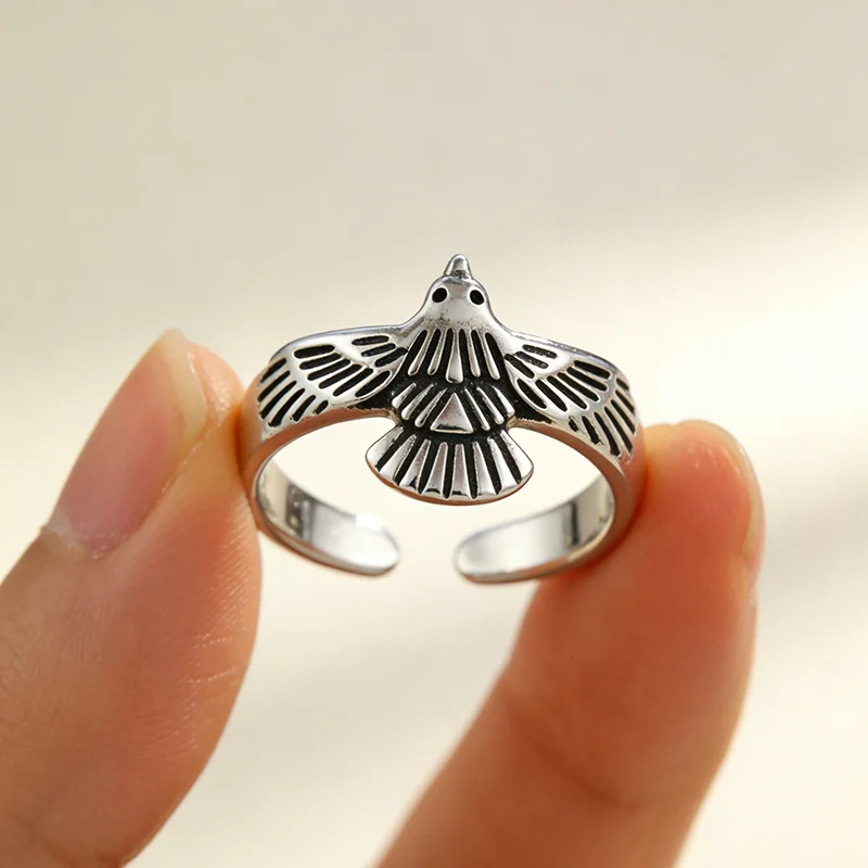 Vintage Eagle Animal Design 925 Sterling Silver Unisex Party Cocktail Ring Jewelry Women Man Gifts No Fade