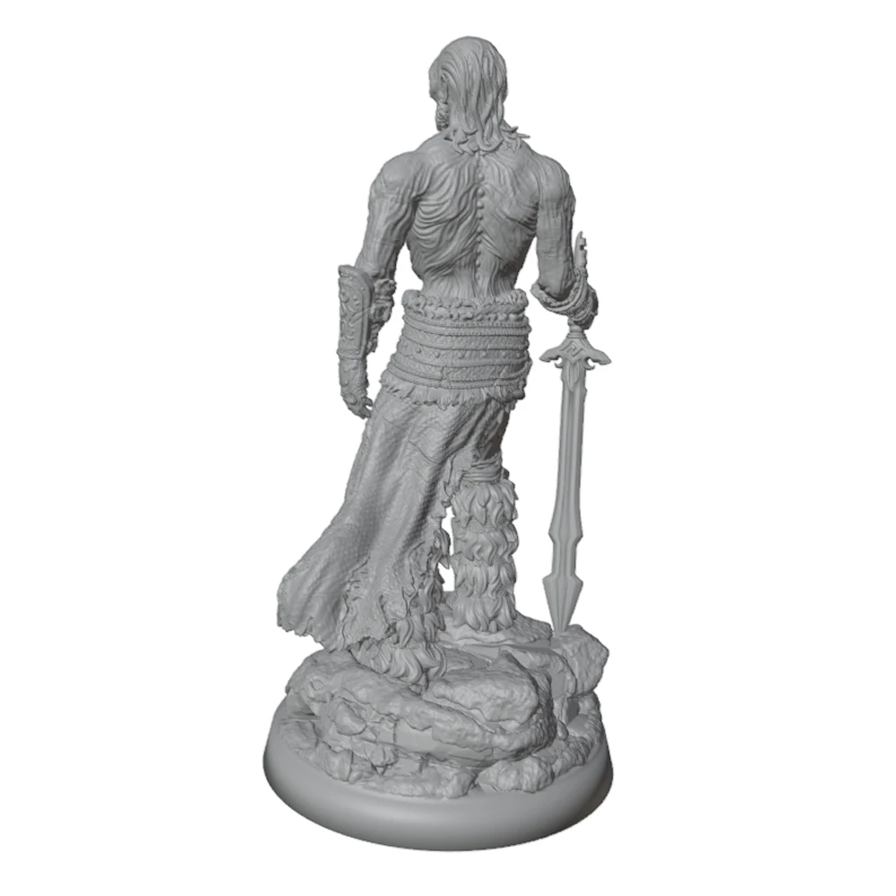 1/24Desk ornament，Hardcore textured warrior, 3D printed wasteland sword-wielding warrior, GK mini gray model statue, not colored