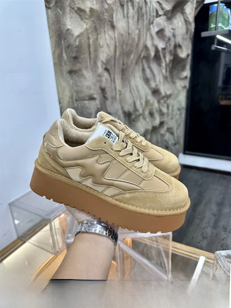 

Retro Thick Bottom De Xin Shoes Faux Suede Laced Warm Casual Shoes Small Size Suede Platform Shoes Fashionable Leisure Footwear