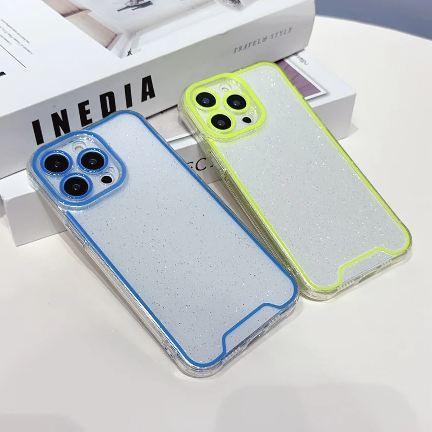 Luxury Luminous Neon Transparent Soft Case For iPhone 15 14 13 12 11 Pro Max Plus Noctilucent Shockproof Silicone Bumper Cover