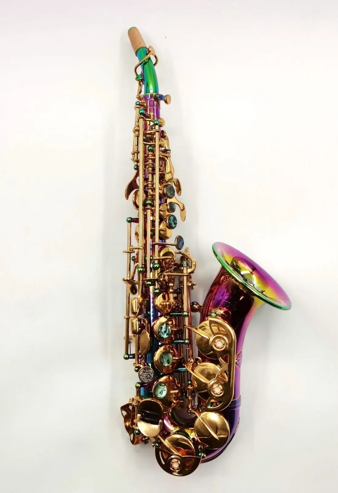 

Eastern music pro use rainbow color curved soprano saxophone