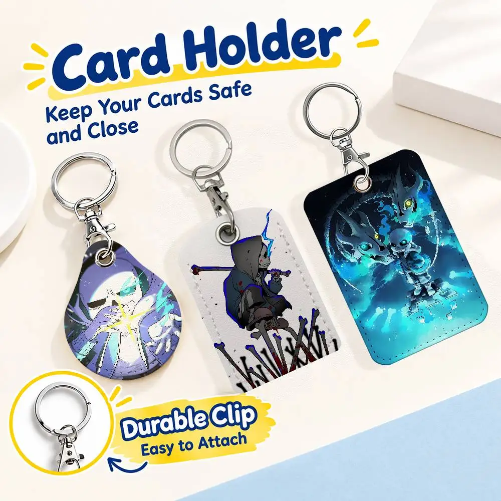 FOR UNDERTALE Sans Card Holder Keychain Key Ring Door Lock Access Protective Case For Security Gift